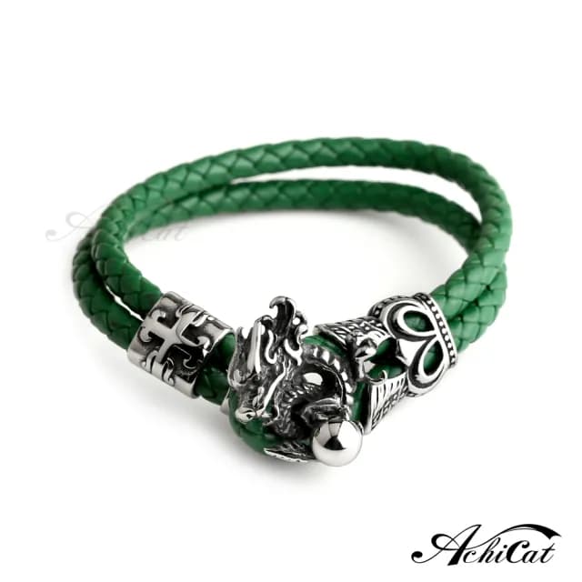 【AchiCat】編織皮手鍊．龍年開運．中性(白色情人節禮物)