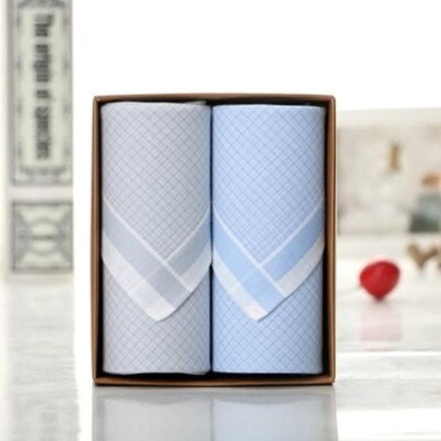【米蘭精品】現貨+預購 手帕禮盒純棉方巾兩件套(簡約格紋商務時尚情人節生日聖誕節交換禮物男配件3款73gd3)