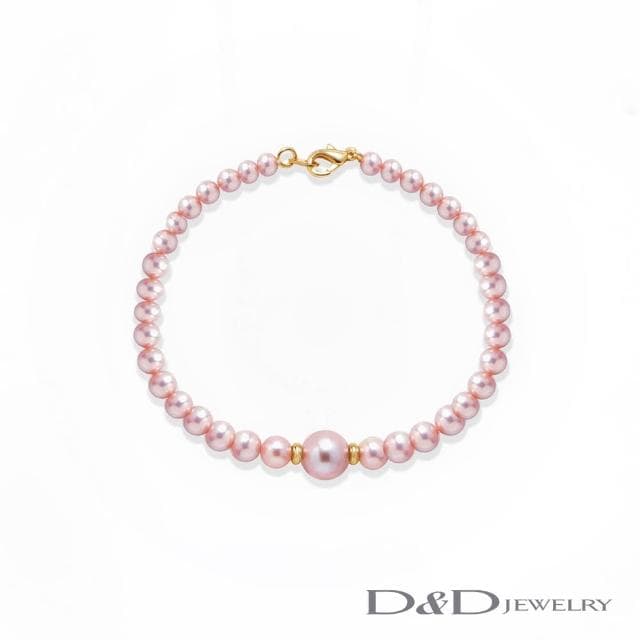 【D&D JEWELRY】日系典雅天然珍珠手鍊(紫珠)