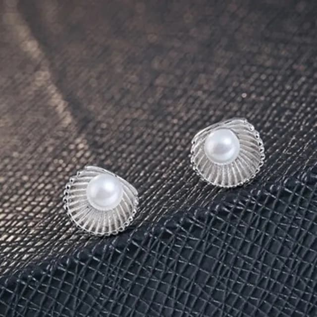 【米蘭精品】現貨+預購 925純銀耳環耳飾(珍珠貝殼造型情人節生日聖誕節交換禮物女飾品73dy105)