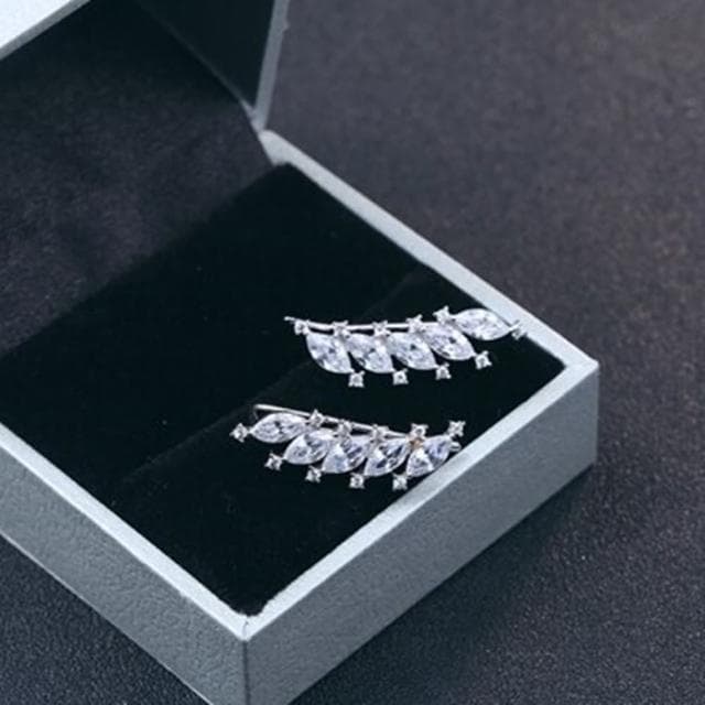 【米蘭精品】現貨+預購 925純銀耳環鑲鑽耳飾(創意葉子造型情人節生日聖誕節交換禮物女飾品73dy104)