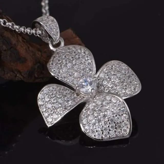 【米蘭精品】現貨+預購 鍍白金項鍊鑲鑽吊墜(優美四葉草情人節生日聖誕節交換禮物女飾品73cy2)