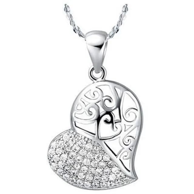 【米蘭精品】現貨+預購 鍍白金項鍊鑲鑽吊墜(溫柔愛心造型情人節生日聖誕節交換禮物女飾品73cy20)
