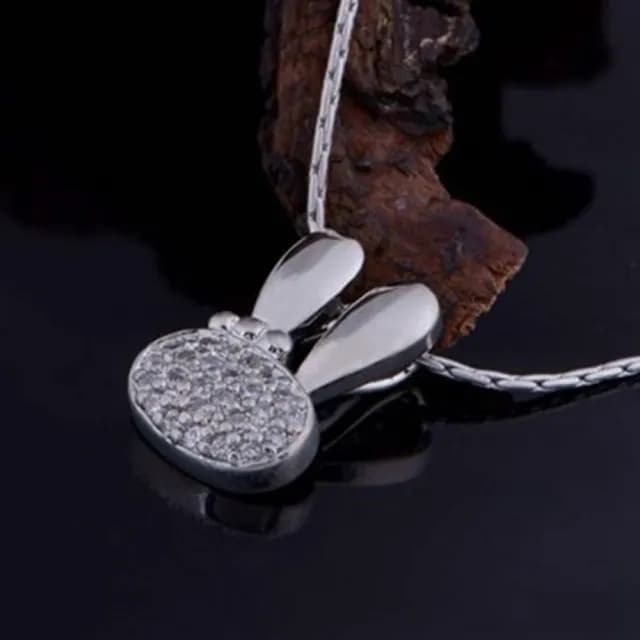 【米蘭精品】現貨+預購 鍍白金項鍊鑲鑽吊墜(首選兔耳別緻情人節生日聖誕節交換禮物女飾品73cy25)