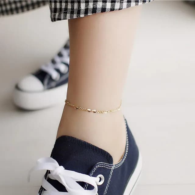 【BLUMA】925純銀簡約圈圈金色腳鏈 海島度假腳鍊(閨蜜生日禮物 優雅女神925銀飾 飾品禮盒 )