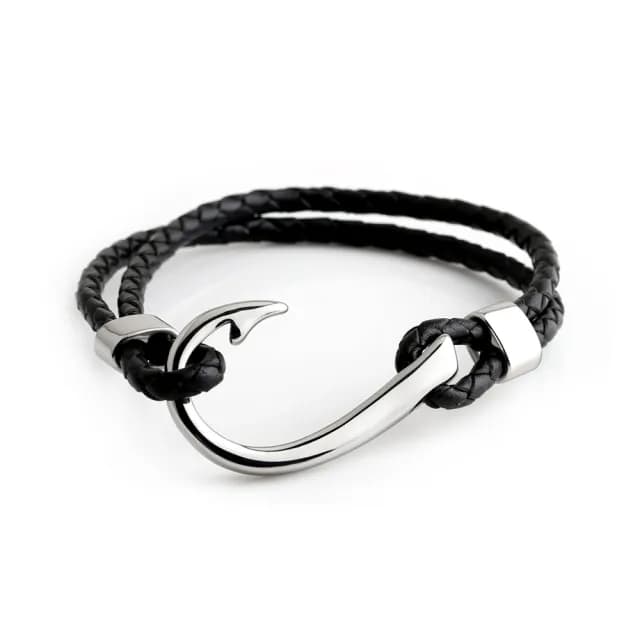 【AchiCat】編織皮手鍊．圓勾造型．中性(送男生．白色情人節禮物)