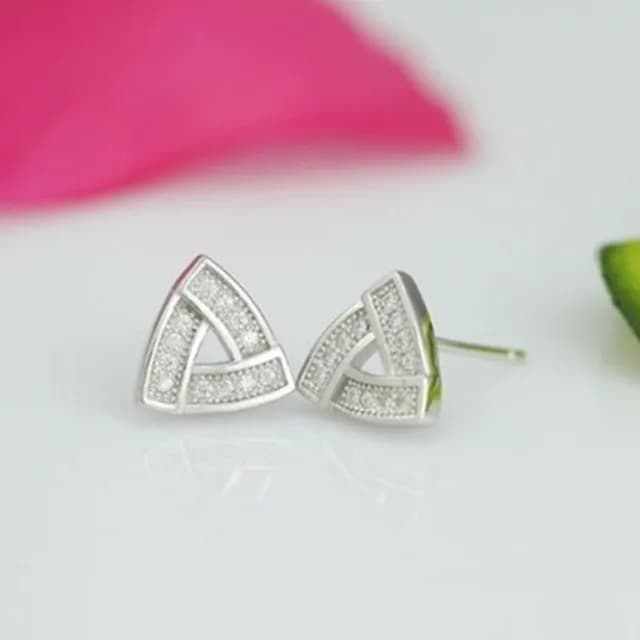 【米蘭精品】現貨+預購 925純銀耳環鑲鑽耳飾(韓版設計精美三角情人節生日聖誕節交換禮物女飾品73dm16)