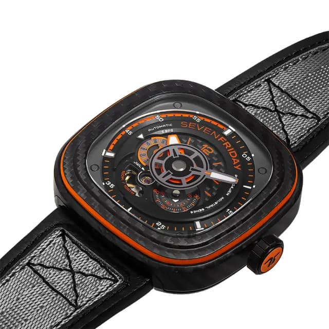【SEVENFRIDAY】橘色碳纖維限時發行版機械錶 送禮 禮物 推薦(P3C/09)