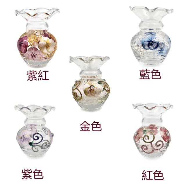 【Madiggan 貝斯麗】手繪彩色玻璃小花瓶/擴香瓶DIY蠟燭小盆栽花器4件組/禮盒(禮盒特惠價)