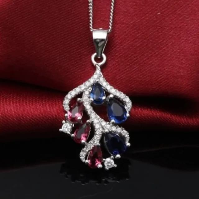 【米蘭精品】現貨+預購 925純銀項鍊水晶吊墜(精美葉子設計唯美情人節生日聖誕節交換禮物女飾品73df20)