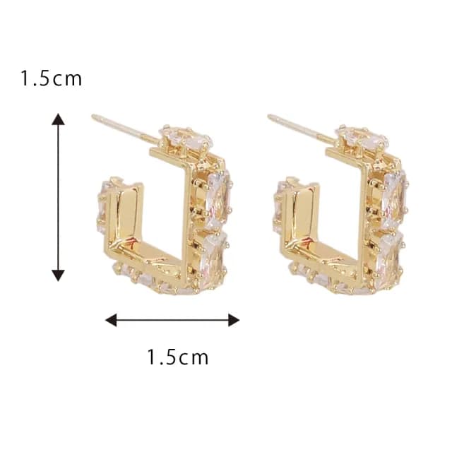 【Quenby】925純銀 韓國簡約幾何設計款帶鑽耳環/耳針(耳針/飾品/配件) - momo購物網 - 好評推薦 -
