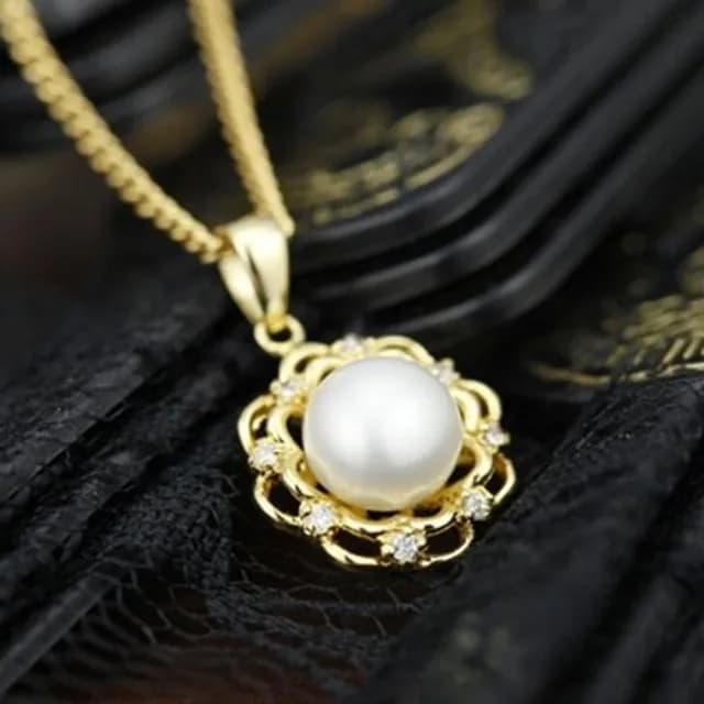 【米蘭精品】現貨+預購 925純銀鍍18K金珍珠項鍊(時尚優雅鑲鑽花朵情人節生日聖誕節交換禮物女飾品73dh6)