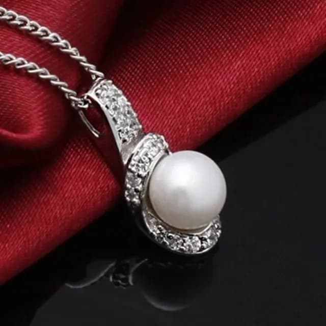 【米蘭精品】現貨+預購 925純銀項鍊珍珠吊墜(精選時尚鑲鑽精美情人節生日聖誕節交換禮物女飾品73dh11)