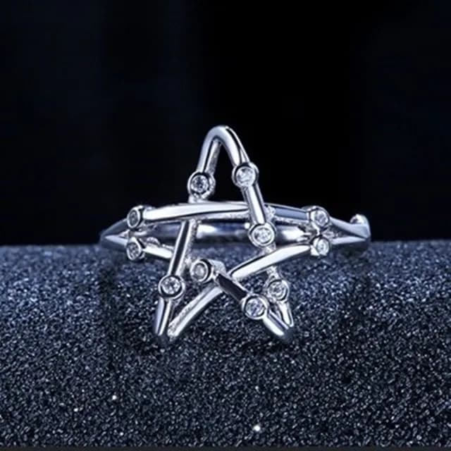 【米蘭精品】現貨+預購 925純銀戒指鑲鑽銀飾(典雅大方五角設計情人節生日聖誕節交換禮物女飾品73dx25)