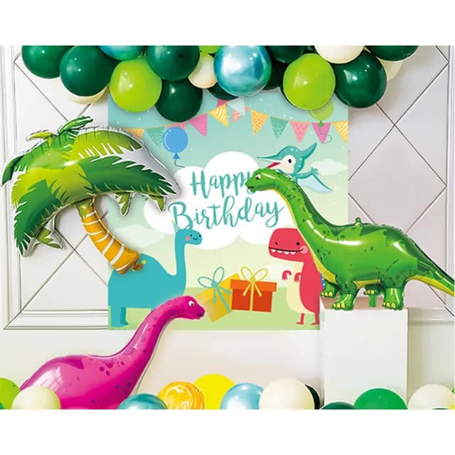 【Time Leisure 品閒】生日派對DIY主題套組 造型/圓形氣球/背板 恐龍森林