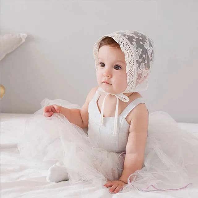 【Baby 童衣】任選 寶寶刺繡蕾絲帽 新生兒藝術照帽 88763(白色) - momo購物網 - 好評推薦 -