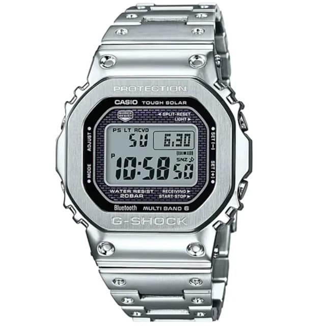 【CASIO 卡西歐】G-SHOCK 全金屬 太陽能 電波藍牙多功能腕錶 畢業禮物 送禮 推薦(GMW-B5000D-1)