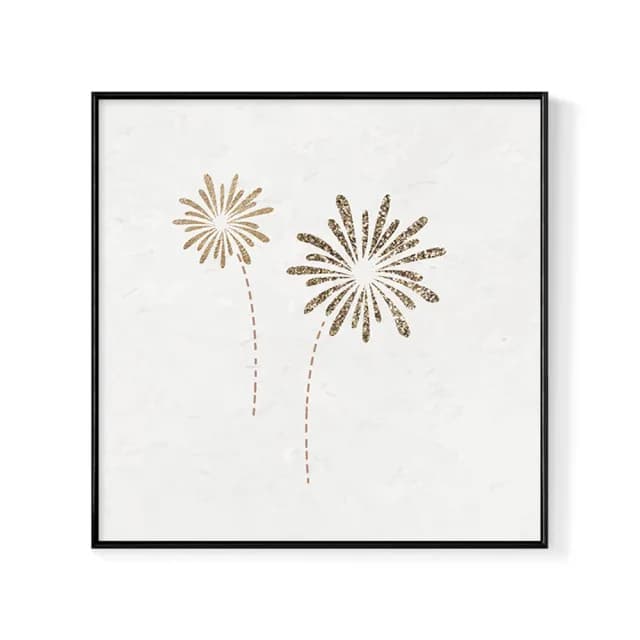 【菠蘿選畫所】初冬獻禮－煙火花-60x60cm(佈置/聖誕節掛畫/交換禮物/空間佈置/北歐/臥房/方形/掛畫)