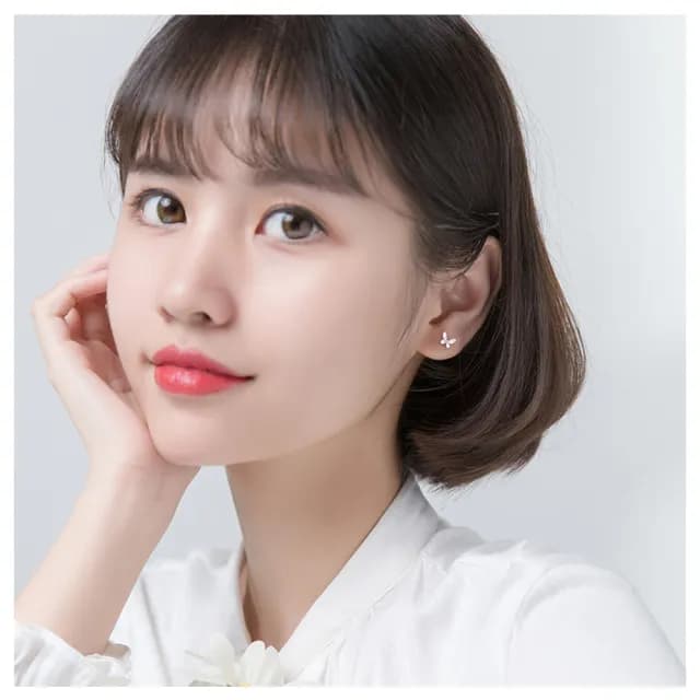 【HaNA 梨花】韓國精鑲系列．甜美蝴蝶輕舞翩耳環(針式 耳環 耳飾 耳圈 耳釘)