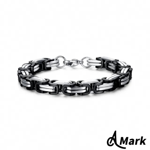 【A MARK】潮流間黑設計個性316L鈦鋼手鍊(鈦鋼手鍊 潮流手鍊 生日禮物 型男手鍊 情人節禮物)
