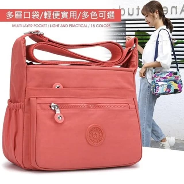 【米蘭精品】現貨+預購 側背包尼龍肩背包(多隔層大容量輕便實用女包包情人節生日禮物74bb30)