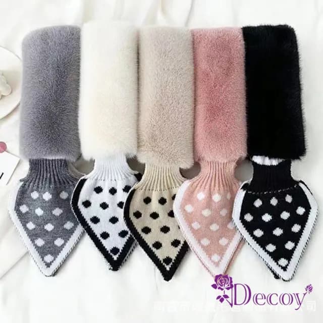 【Decoy】兔毛愛心＊保暖交叉針織脖圍圍巾(2色可選)