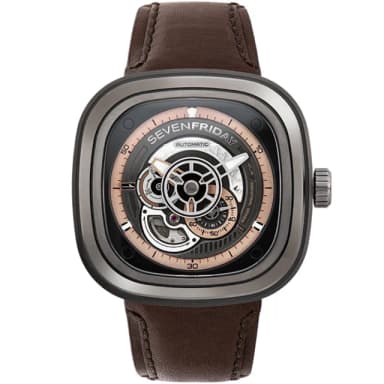 【SEVENFRIDAY】P系列 自動上鍊機械錶-咖啡色/47X47.6mm 送禮 禮物 推薦(P2C-01)