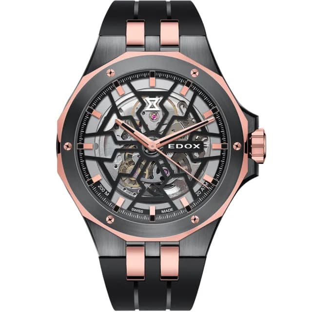 【EDOX 伊度】Delfin 魔幻巡洋系列鏤空潛水機械錶-43mm 送禮 禮物 推薦(E85303.357GR.NRN)