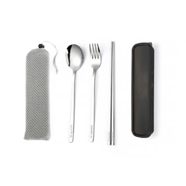 【瑞典廚房】304不鏽鋼 筷子 湯匙 叉子 便攜式餐具組(附贈 收納盒 收納袋)