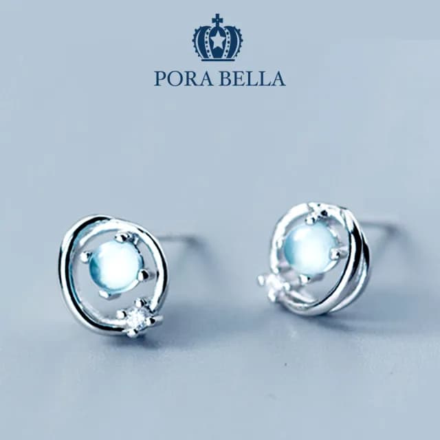 【Porabella】925純銀海洋合成藍寶石耳環 earrings