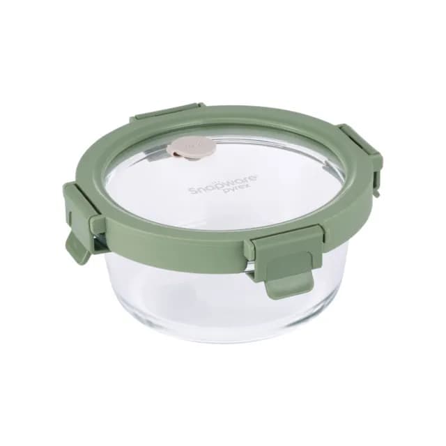 【CorelleBrands 康寧餐具】文青款 圓形全可拆玻璃保鮮盒410ml(上蓋可微波)