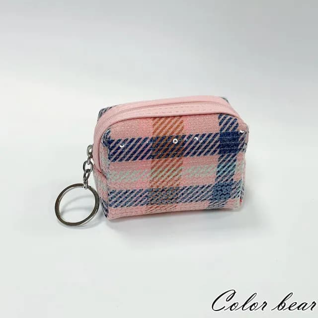 【卡樂熊】雙11 亮片方格立體方型造型零錢包/收納包/萬用包(零錢包)