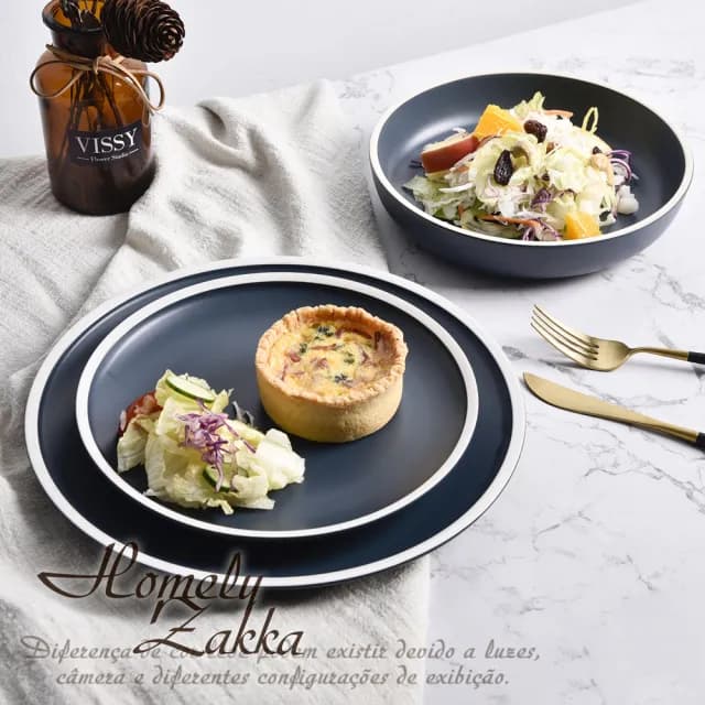 【Homely Zakka】莫蘭迪啞光磨砂陶瓷餐盤碗餐具3件組_4色任選(湯盤 餐具 餐盤 盤子 器皿)