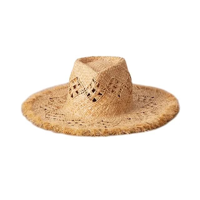 【米蘭精品】現貨+預購 草帽防曬爵士帽(鏤空磨毛邊手編大簷女帽子母親節情人節生日聖誕節交換禮物74bw22)