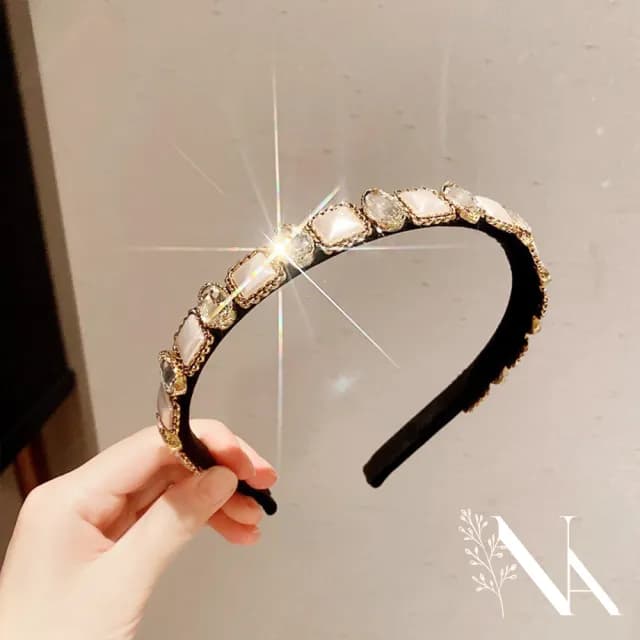 【NANA】情人節禮物 娜娜 巴洛克高級感復古鑲鑽髮箍 HBA8(復古鑲鑽髮箍)