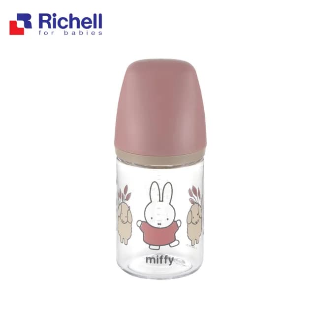 【Richell 利其爾】官方授權_ Miffy 米飛寬口奶瓶(160ML)