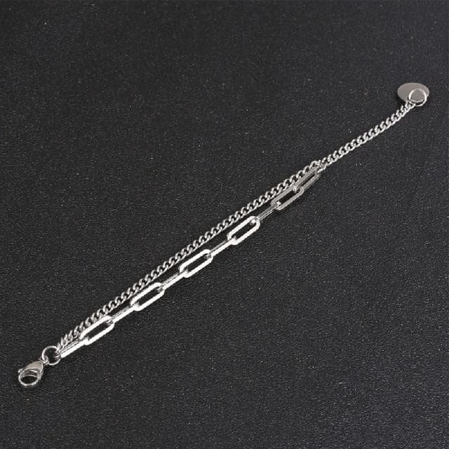 【米蘭精品】現貨+預購 鈦鋼手鍊鈦鋼手鏈(鏈條拼接雙層拋光男女飾品父親節情人節聖誕節交換禮物74fl4)