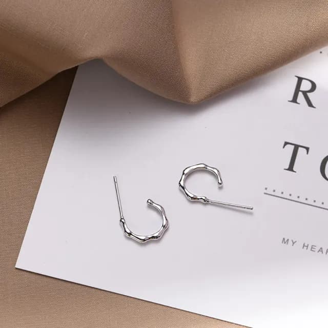 【Umi】浪漫時尚竹節造型耳環(日韓時尚潮流女飾品 銀色耳飾 耳針 耳墜 耳釘 生日 情人節 禮物)