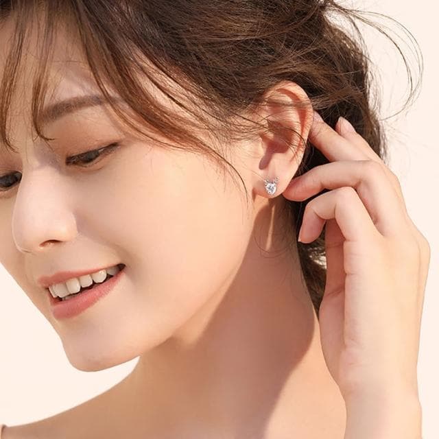 【Umi】一鹿有你可愛小鹿造型鋯石耳環(日韓時尚潮流女飾品 銀色耳飾 耳針 耳墜 耳釘 生日 情人節 禮物)