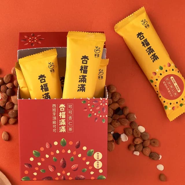 【享嘉】杏福滿滿 可可杏仁茶盒裝x1盒(每盒8包入/獨立包裝/隨身包/無加糖/中秋送禮)