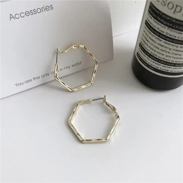 【Golicc】耳環 不規則 簍空 幾何(99購物限定 生日 飾品 耳釘 耳飾 耳墜 禮物)