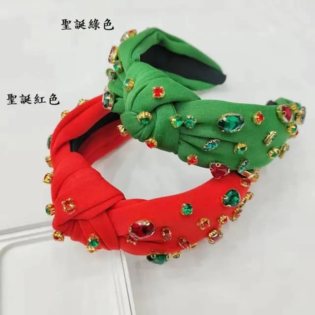 【巴黎精品】情人節禮物 現貨+預購 髮箍布藝髮飾(歐美聖誕節百搭彩鑽女飾品2色a1da10)
