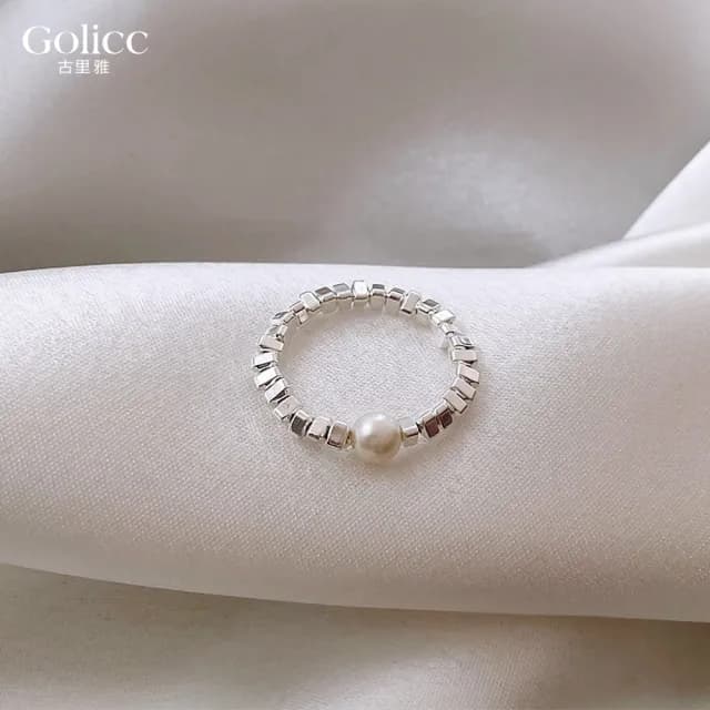 【Gulicc】戒指 不規則 碎銀子 珍珠(雙11 聖誕節 生日 造型戒 食指戒 尾戒 禮物)