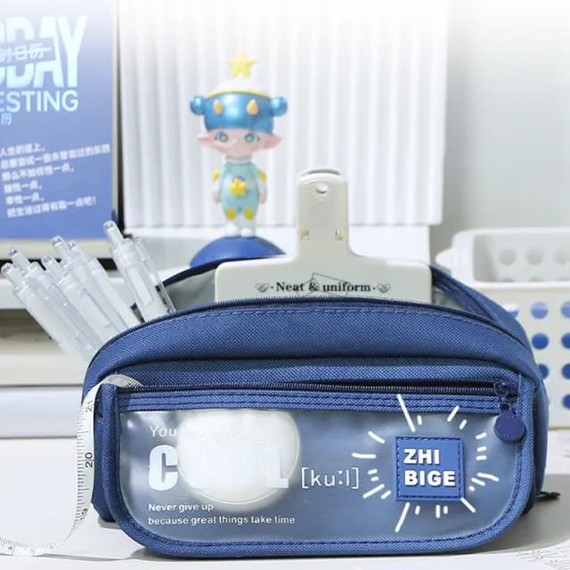 【Kyhome】韓版大容量多層拉鏈筆袋 高顏值磨砂翻蓋筆袋 文具袋 鉛筆盒 交換禮物