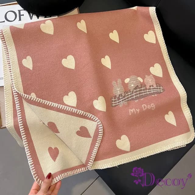 【Decoy】點點愛心＊加厚撞色仿羊絨保暖圍巾(顏色可選)