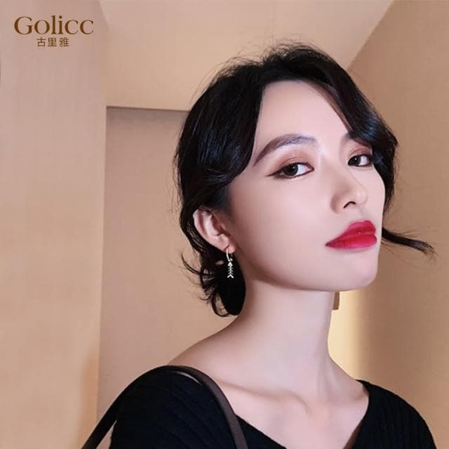 【Golicc】耳環 微鑲 小魚 時尚(母親節 生日 情人節 飾品 耳飾 耳墜 禮物)