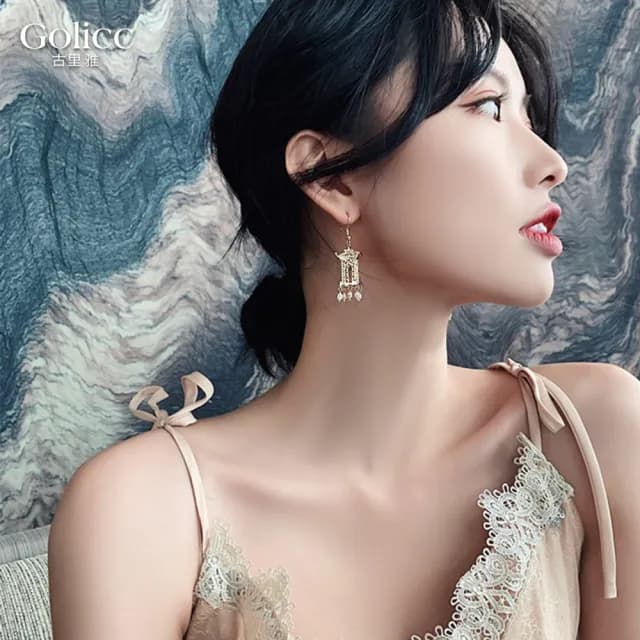 【Golicc】耳環 水墨台 耳飾(七夕 情人節 生日 飾品 耳飾 耳墜 禮物)