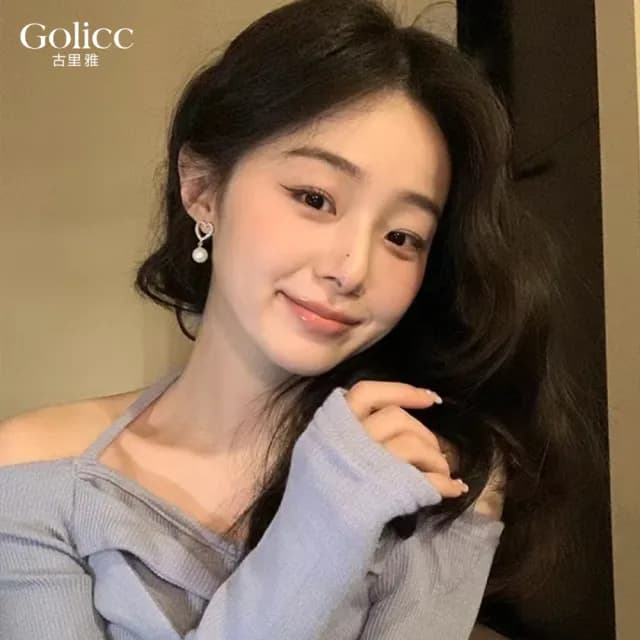 【Golicc】耳環 愛心 珍珠(七夕 情人節 生日 飾品 耳釘 耳飾 耳墜 禮物)