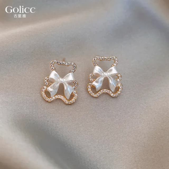 【Golicc】耳環 可愛小熊(七夕 情人節 生日 飾品 耳釘 耳飾 耳墜 禮物)