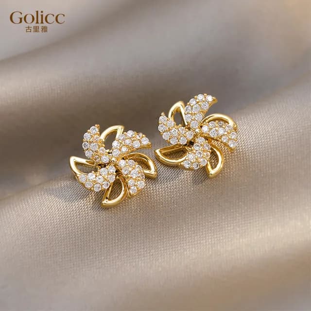 【Golicc】耳環 旋轉 風車(七夕 情人節 生日 飾品 耳釘 耳飾 耳墜 禮物)